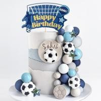 ราคา 35 ชิ้นฟุตบอลเค้ก Topper ลูกฟุตบอลเค้กตกแต่งฟุตบอล Player Happy Birthday เค้กใส่ Toppers สีสันลูกฟุตบอลสําหรับชายเด็กฟุตบอลกีฬา Theme Birt (26744398571)