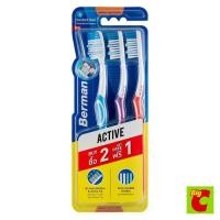 ราคา เบอร์แมน แปรงสีฟัน รุ่นแอ็คทีฟ มีเดียม คละสี แพ็ค 2+1 (40528720000)