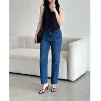 ราคา REDE BC-03A กางเกงยีนส์ขาตรง Non-Elastic, High-Waist, Hybrid Cut, Dark Blue Washed Cat Whiskers, Fit <1m6 (27794267949)