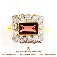 ราคา แหวนพลอยโกเมนจันท์ พลอยธรรมชาติ ประดับเพชรสวิส ตัวเรือนทองคำแท้ 90% ขนาดแหวน 53 (29513499551)