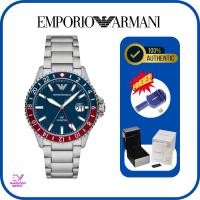ราคา นาฬิกาข้อมือผู้ชาย EMPORIO ARMANI รุ่น AR11590 Sea Explorer GMT Blue Dial ของแท้100% ประกัน 2 ปี (26265030079)