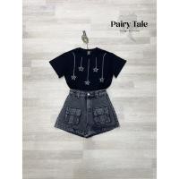 ราคา "เช็คสินค้าก่อนสั่งซื้อ สั่งแล้วห้ามยกเลิกน๊าค๊า"Pairy TaleSet เสื้อยืดสีดำOversize ลายดาวติดอะไหล่เพชรวิ้งๆ (47105760596)