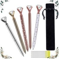 ราคา 5 ชิ้น Big Crystal ปากกาลูกลื่น,โลหะปากกาลูกลื่นอุปกรณ์,พร้อม 5 ไส้ปากกาลูกลื่น, 1 กระเป๋ากํามะหยี่สีดํา, หมึกสีดํา dora_ford.ph (48207491935)