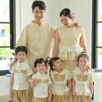 ราคา [ ส่งฟรี ] ชุดไทยสีครีม ชุดครอบครัว ชุดออกงานพ่อแม่ลูก ชุดออกงานคู่ (25291135410)