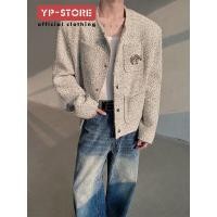 ราคา Tweed Rose เข็มกลัดสีขาวไหล่ Tweed Jacket Men Niche High-End Jacket Retro Casual Top (25592364934)