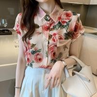 ราคา Chemisegrace W226เสื้อเชิ้ตแขนสั้น คอปกโปโล ผ้าชีฟอง ลายดอกไม้ ทรงหลวม สไตล์เกาหลี (24821942944)