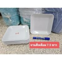 ราคา จานสี่เหลี่ยม 7.5 นิ้ว ABS พลาสติก ใส่บุฟเฟ่ เนื้อย่าง (12ใบ) สีฟ้า สีขาว (14734821645)