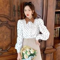 ราคา เสื้อแฟชั่นเกาหลี ลายจุด ทรงผู้ดี (3752099375)