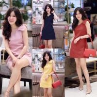 ราคา Dress ชุดเดรสแขนกุด แต่งโบว์ไหล่ 2 ข้าง​ เดรสออกงาน (2294740412)