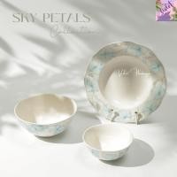 ราคา Violet Flamingo Sky Petals Collection – จานชามเซรามิคลายดอกไม้ฟ้า วัสดุ Porcelain อย่างดี เข้าไมโครเวฟได้ (44019115782)