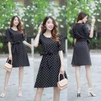 ราคา เดรสแฟชั่นผู้หญิง ใส่ทำงาน เดรสสวยๆสไตล์สาวออฟฟิศ ลายจุด เดรสสีดำ แดง เทา กรม พร้อมส่ง สวย ตรงปก (24391606669)