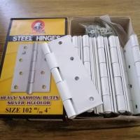 ราคา บานพับ4นิ้วสีขาว (ยกกล่อง12 ชิ้น) อย่างดี ทำจากเหล็กชุบขาว หนา หมุนง่าย นำไปขายต่อได้ ยี่ห้อ BULLTECH (11116110796)