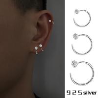 ราคา 925 เงิน Simple Diamond Hoop ต่างหูสําหรับผู้ชาย Hikaw Earings สําหรับเด็กเจาะเกาหลีวงกลมต่างหูเจาะสําหรับผู้หญิงชุด Non Tarnish (42466054797)