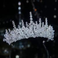 ราคา Baroque Handmade Rhinestone Beads Bridal Tiara Crown Silver Color Crystal Diadem Veil Tiaras Wedding Hair Accessories He (24917563675)