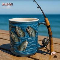 ราคา WUPEI แว่นตาตกปลาตลก, Rod & Reel Design Grip Handle แก้วกาแฟตกปลา, ตกแต่งเรซิ่นรูปแบบตกปลาถ้วยของขวัญ (54107469815)