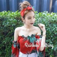 ราคา เสื้อปาดไหล่ ต่อแขน ลายใบไม้ แนววินเทจ (2296371793)