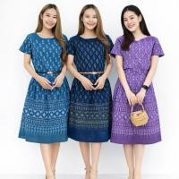 ราคา เดรส Dress ชุดทำงานผู้หญิง เดรสลายไทย ชุดเดรสผ้าไทย เสื้อผ้าไทย เดรสเรียบร้อย เดรสทำงาน เสื้อผ้าผู้หญิง (43054408904)