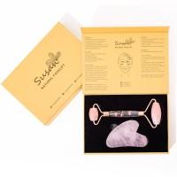 ราคา ลูกกลิ้งโรสควอตซ์ด้ามดอกไม้+กัวซาโรสควอตซ์ Special set rose quartz roller (Flower) (17322547718)