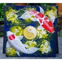 ราคา ภาพวาดปลาคราฟคู่มงคลขนาด40×40cm (40700518681)