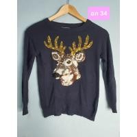 ราคา *เสื้อเด็ก เสื้อแขนยาวไหมพรม สีน้ำเงิน ปักเลื่อมลายกวาง อก34 (40552777911)