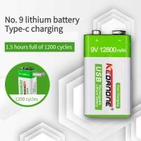 ราคา ♎ แบตเตอรี่แบบชาร์จไฟได้ 9 โวลต์ 12800Mah 6F22 Micro USB 9V Li-Ion V (25730016913)