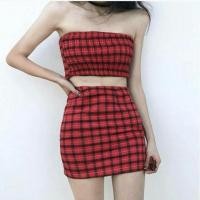 ราคา เซตเกาะอก+กระโปรงลายสก็อต (1192363777)