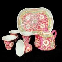 ราคา ชุดชา ชุดน้ำชา ลายนูนเขียนด้วยมือ งานกังไสแท้ งานเก่าโบราณสินค้าจำนวนจำกัดหมดแล้วหมดเลย พร้อมถาดจานรอง 粉彩茶具 (3696646336)