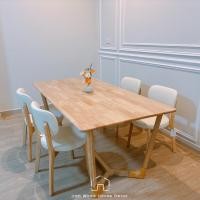 ราคา Iron Wood House ส่งฟรี FEBY TABLE + AKIN CHAIR ชุดโต๊ะอาหารไม้ยางพารา สไตล์มินิมอล โต๊ะกินข้าว 4-6 ที่นั่ง (25987283825)