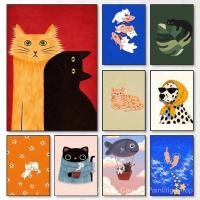 ราคา ลูกแมวสีน้ําพิมพ์แมวและพืชโปสเตอร์ Wall Art Leisurely น่ารัก Kitty ภาพวาดผ้าใบห้องนั่งเล่นห้องนอนตกแต่งบ้านห้องนอนเรียบง่าย Wall Art Line Art ภาพวาดที่มีชื่อเสียง Reproduc (48007330954)