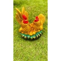 ราคา ปูนปั้น ชุดพ่อไก่แม่แจ้ สีทอง กกไข่ (28437605738)