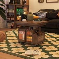 ราคา ไม้เนื้อแข็งห้องนั่งเล่นโต๊ะน้ําชาโต๊ะกาแฟรถเข็นโซฟายกมัลติฟังก์ชั่โต๊ะรับประทานอาหารชามือถือสองพับโต๊ะขายดี ฟ้า6ส (40528535449)