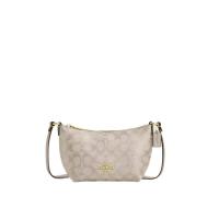 ราคา แท้100% กระเป๋า Coach Zip Top Crossbody Bag In Signature Canvas And Metallic Crossgrain leather Gold Champagne Multi (26021444752)