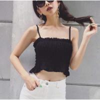 ราคา เสื้อ crop สายเดี่ยว ดึงยางสม็อคทั้งตัว (402207292)