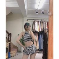 ราคา บิกินี่ 2 ชิ้น เสื้อชั้นในสตรี x back กระโปรงลายทางขาวดํา 2 ชั้น (40658817638)