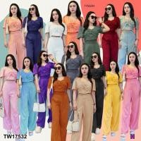 ราคา ชุดเซท เสื้อครอป แขนสั้น + กางเกงขายาว ทรงขากระบอก สีพื้น เข้าชุดสวย เสื้อผ้าแฟชั่น ชุดเที่ยว ชุดแอกงาน 17532 (18081699438)