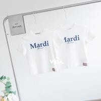 ราคา ❤️ พร้อมส่ง ❤️ Mardi Mercredi Cropped T-Shirt Mardi Classic (White Navy) แท้% (27728255921)