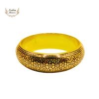 ราคา กำไลถมทองเงินแท้ทรงกลมลายดอกไม้ (25109342017)