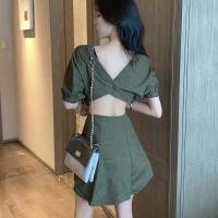 ราคา เดรสขี้ม้าโชว์หลัง มินิเดรสแขนตุ๊กตาโชว์หลัง (4518456123)