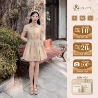 ราคา CÉLESTE - OLIVE DRESS Short Flared Pleated Ladys DRESS Made of Welded Khaki with Waist Belt Design to Embellish the Figure for Going Out and Partying (43026893049)