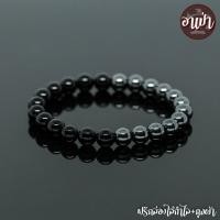 ราคา หินนิลดำ Onyx + แร่เฮมาไทต์ Hematite ขนาด 8 มิล หินแท้ 100% หินนิลกาฬ หินสีดำ เพชรดำ หินสีเงิน หินมงคล (2354286531)