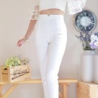 ราคา กางเกงผ้าฮานาโกะ ทรงเดฟ เอววี สีขาว (1111214832)