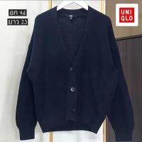 ราคา เสื้อคลุมไหมพรม cardigan ไหมพรม สีดำ uniqlo มือสอง (24089639059)