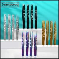 ราคา GETCOUPON 4 ชิ้นแหนบคิ้ว, แหนบกรูมมิ่งสแตนเลสปากเฉียง, Professional Multifunctional Pointed Tip แหนบขนตา Face (46907675945)