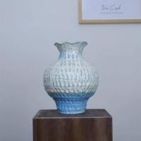 ราคา Jingdezhen แจกันเซรามิกทำด้วยมือสีน้ำเงินระดับสูงด้านล่างของเตาเผา-เปลี่ยนเป็นดอกปากขวดดอกไม้บ้านกา (41322286100)