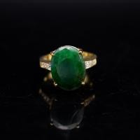 ราคา แหวนพลอยมรกตแซมเบีย (Colombian Emerald)ประดับข้างเพชร CZ ตัวเรือนเงินแท้ 92.5 % ชุบทองคำ ไซส์ 53 เบอร์ 6.5 US สินค้ามี (28084547658)