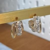 ราคา ต่างหูห่วงโรสโกลด์ 3 ห่วงประดับเพชรสีขาว18K ต่างหูเงินแท้ งานพรีเมี่ยม ต่างหูประดับเพชร ต่างหูออกงาน MYS 0043 พร้อมส่ง (54107483065)