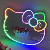 ราคา กระจกแต่งหน้า กระจกแต่งหน้า LED ไฟกระจกนีออน ไฟตกแต่ง LED Hello kitty Cat เติมแสง กระจกแต่งหน้ากระจก (42420591440)