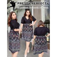 ราคา เดรสสีดำพิมพ์ลายไทย อก 40-60 นิ้ว เดรสไซส์ใหญ่ ข้าราชการ ใส่ทำงาน (46401510828)