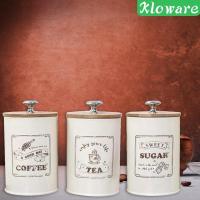 ราคา [Kloware] 3x Retro Tea Coffee Sugar Kitchen Storage Canisters Set Jar Pot Container Tin (25895859828)