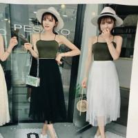 ราคา กระโปรงผ้ามุ้ง กระโปรงผ้าตาข่าย สีขาว ลายจุด มือสอง Sale (1175964982)